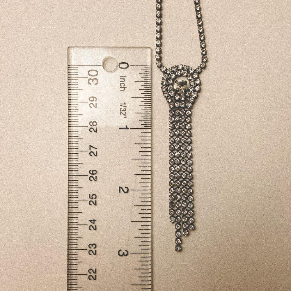 Vintage Furla Italy Rhinestone Tassel Necklace - Picture 9 of 9